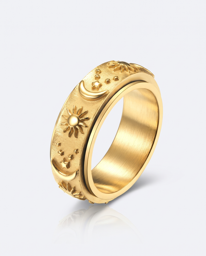 Sun Moon Star Fidget Spinner Band Ring