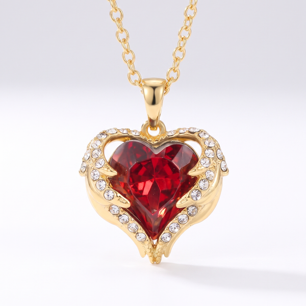 Elegant Ruby Heart Necklace
