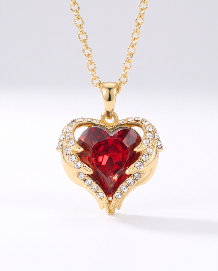 Elegant Ruby Heart Necklace