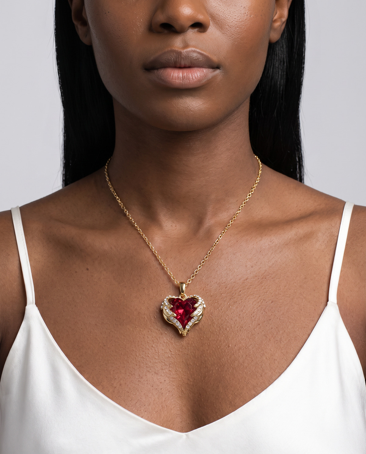 Elegant Ruby Heart Necklace