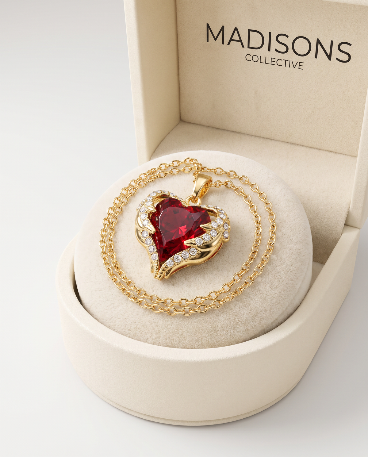 Elegant Ruby Heart Necklace