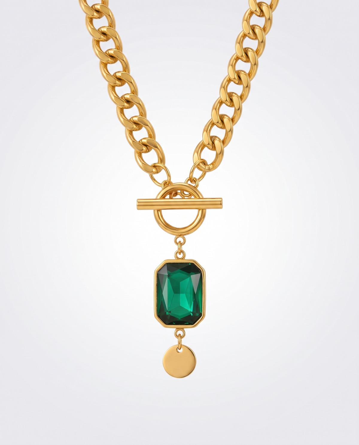 Elegant Emerald Chain Necklace