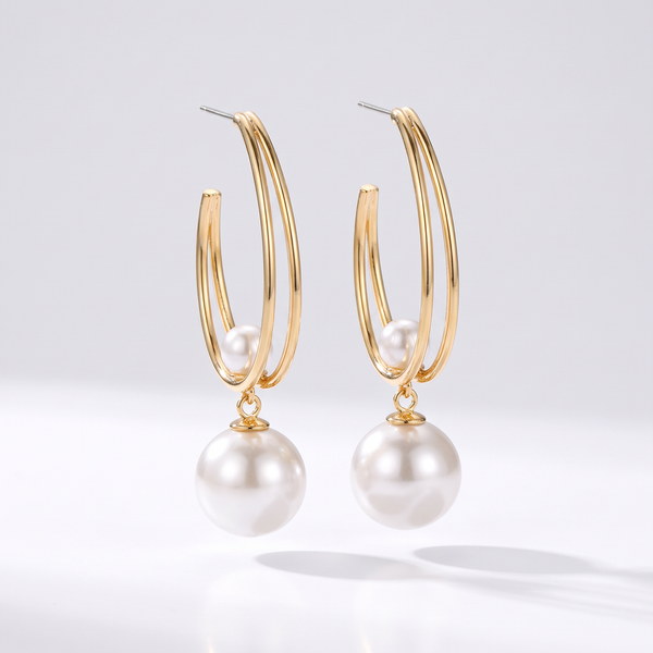 Vintage Gold Pearl Earrings