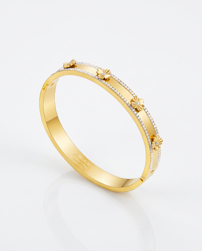 Floral Crystal Bangle Bracelet