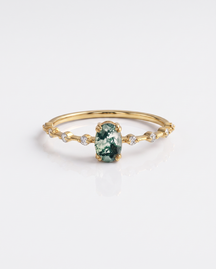 Moss Agate Oval Stacking Ring