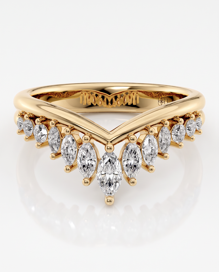 Chevron Marquise Diamond Half Eternity Ring
