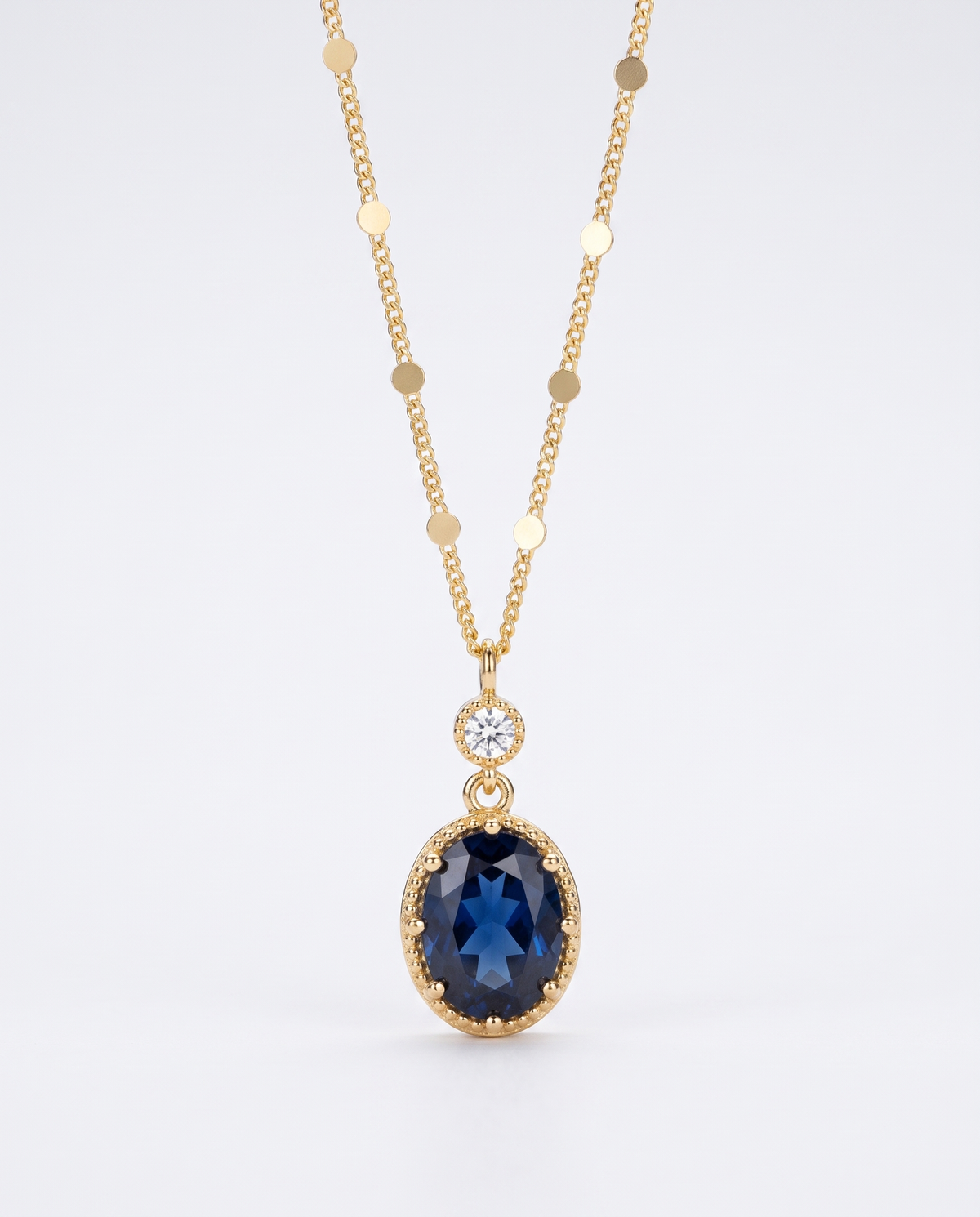 Elegant Sapphire Oval Necklace