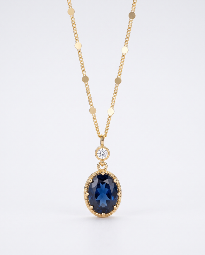 Elegant Sapphire Oval Necklace