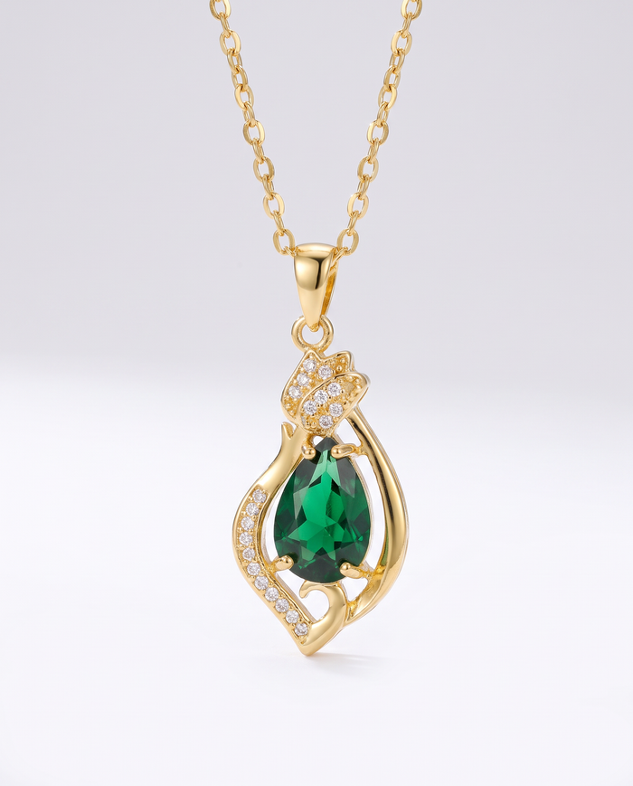 Elegant Emerald Teardrop Necklace
