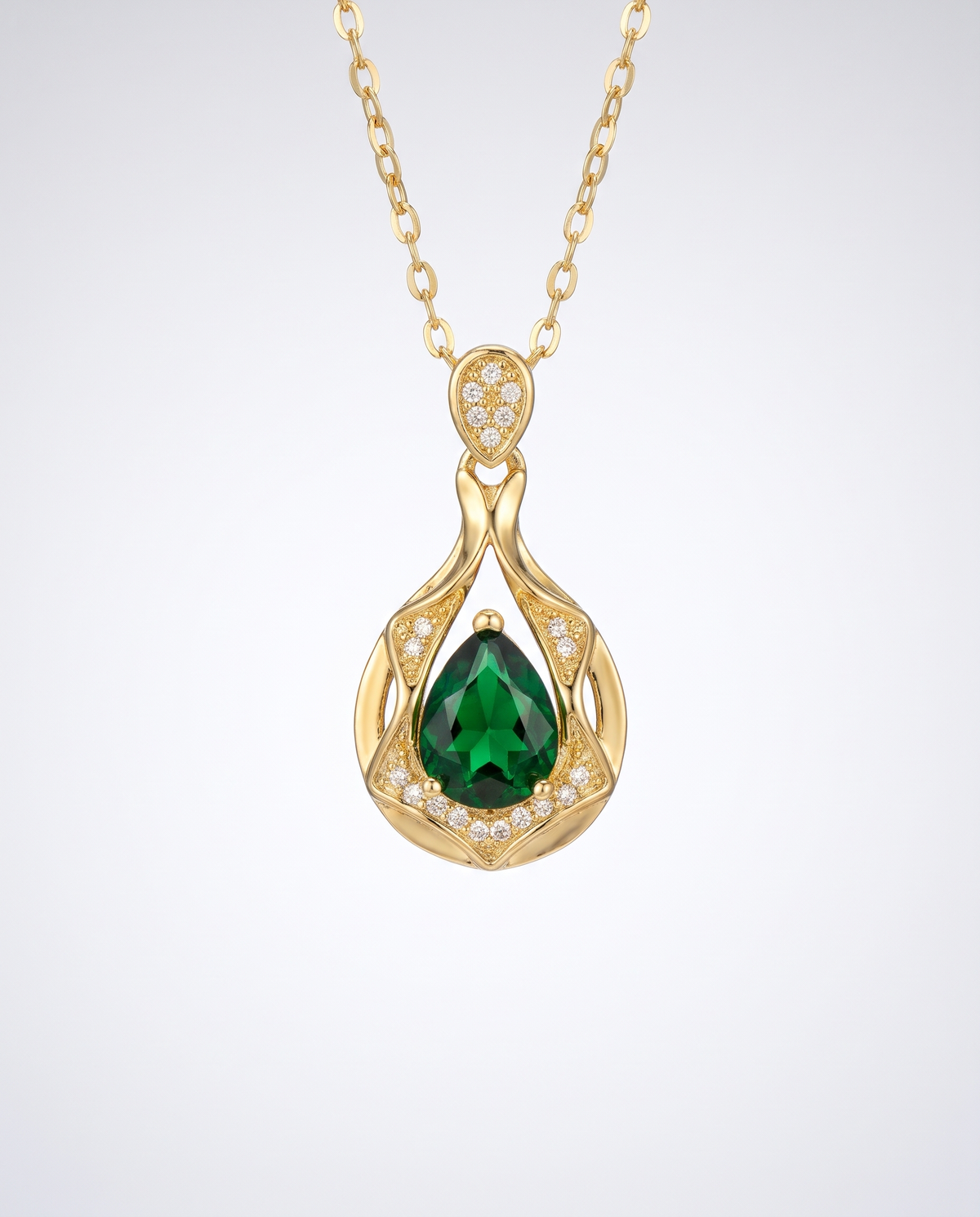 Elegant Emerald Teardrop Necklace