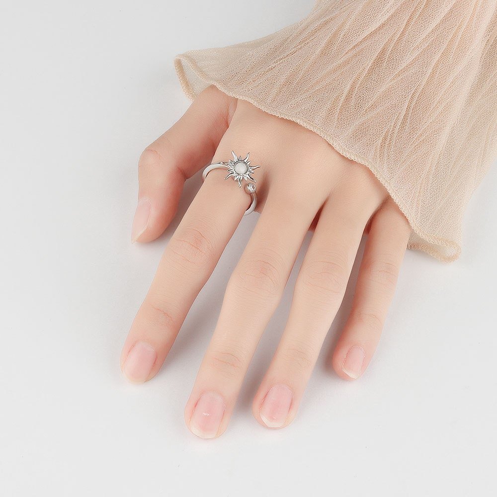 Moonstone Sun Fidget Spinner Ring