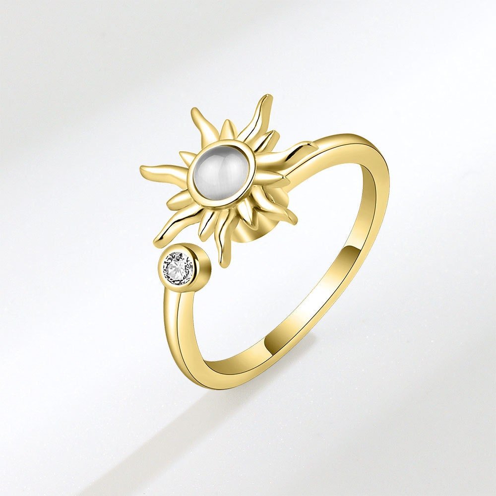 Moonstone Sun Fidget Spinner Ring