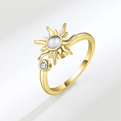 Moonstone Sun Fidget Spinner Ring