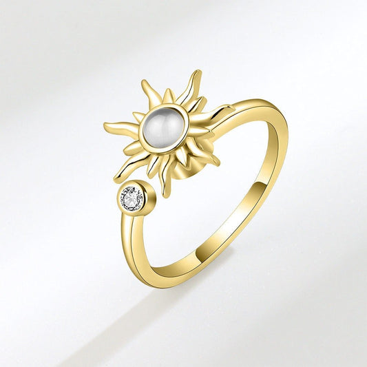 Moonstone Sun Fidget Spinner Ring