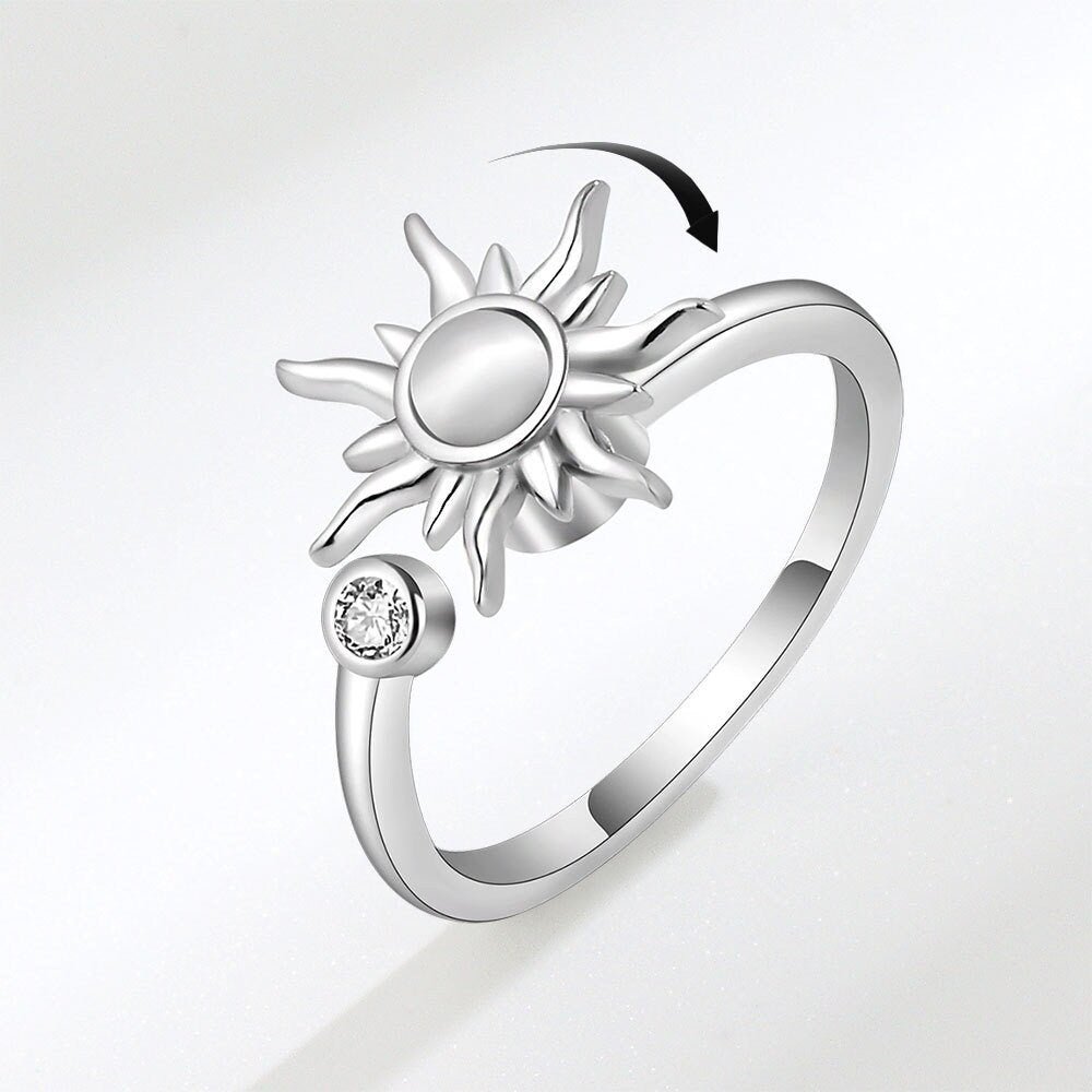 Moonstone Sun Fidget Spinner Ring