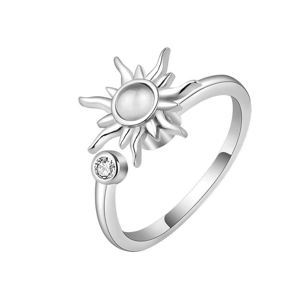 Moonstone Sun Fidget Spinner Ring