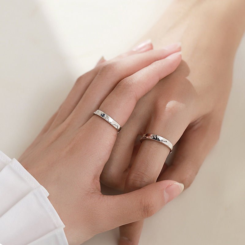 Mountain Ocean Couple Matching Band Ring