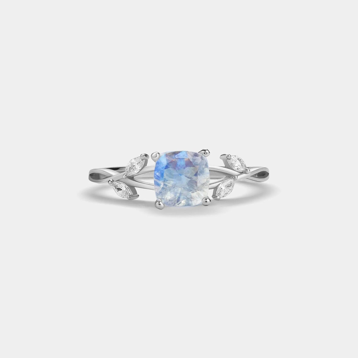 Moonstone Cushion Leaf Ring
