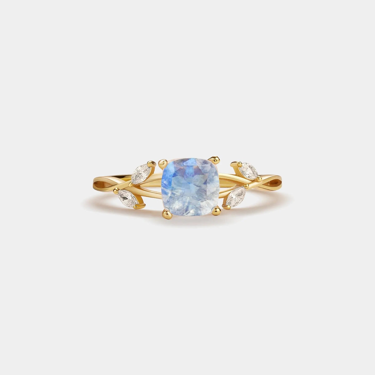 Moonstone Cushion Leaf Ring