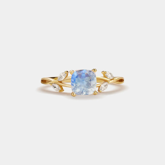 Moonstone Cushion Leaf Ring