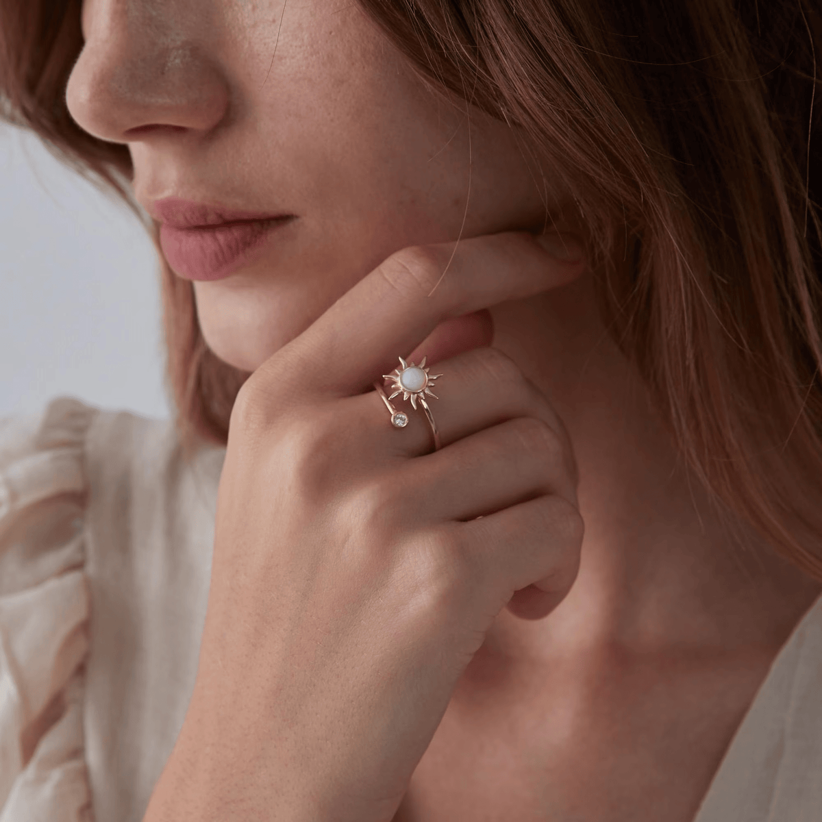 Opal Sun Fidget Spinner Ring