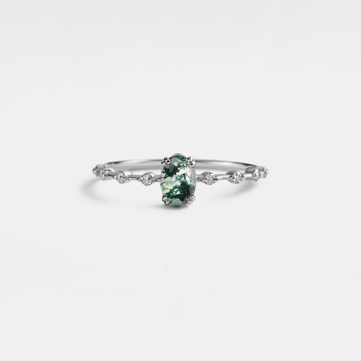 Moss Agate Oval Stacking Ring