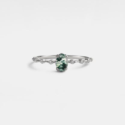 Moss Agate Oval Stacking Ring