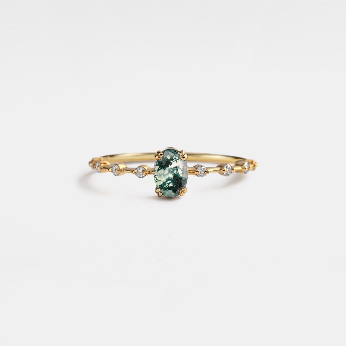 Moss Agate Oval Stacking Ring