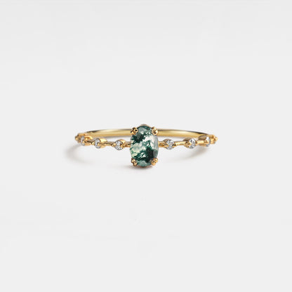 Moss Agate Oval Stacking Ring