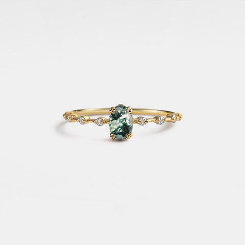 Moss Agate Oval Stacking Ring