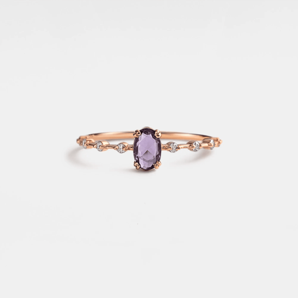 Oval Amethyst Stacking Ring