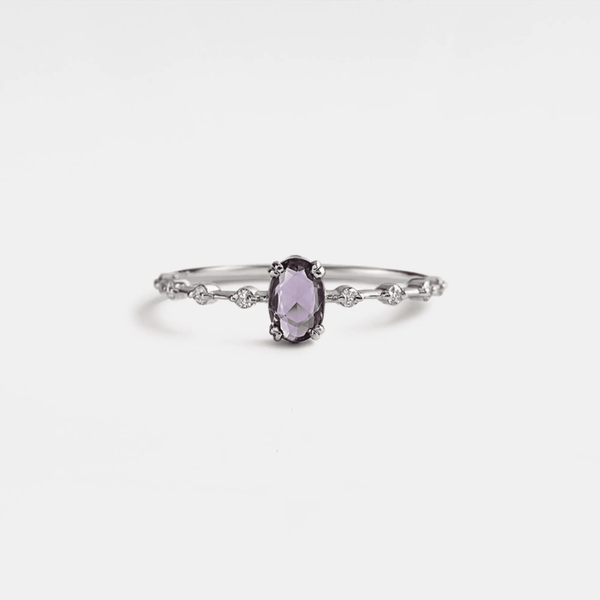 Oval Amethyst Stacking Ring