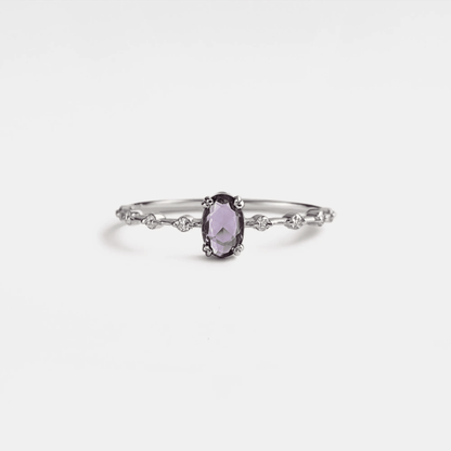 Oval Amethyst Stacking Ring