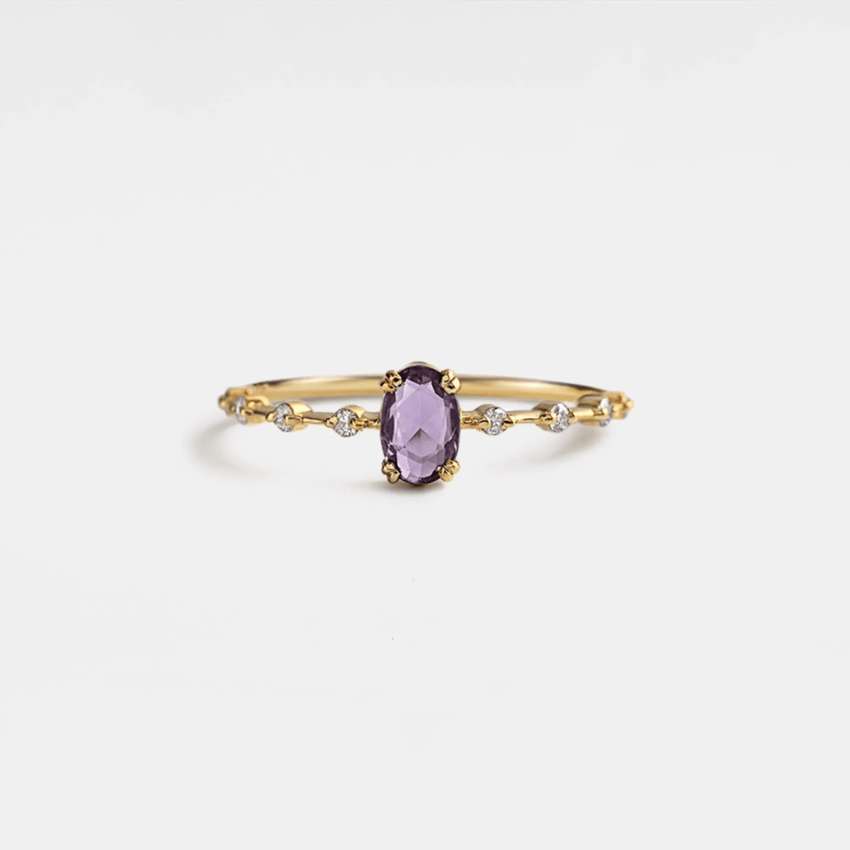 Oval Amethyst Stacking Ring