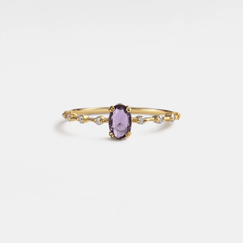 Oval Amethyst Stacking Ring