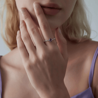 Oval Amethyst Stacking Ring