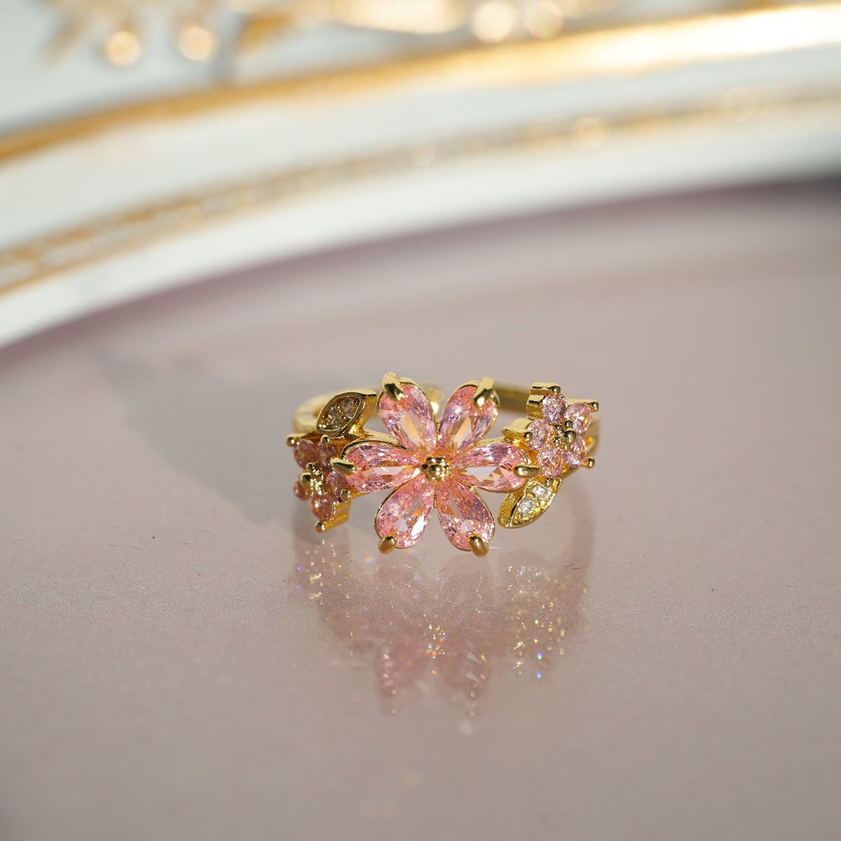 Pink Cherry Blossom Wrap Ring