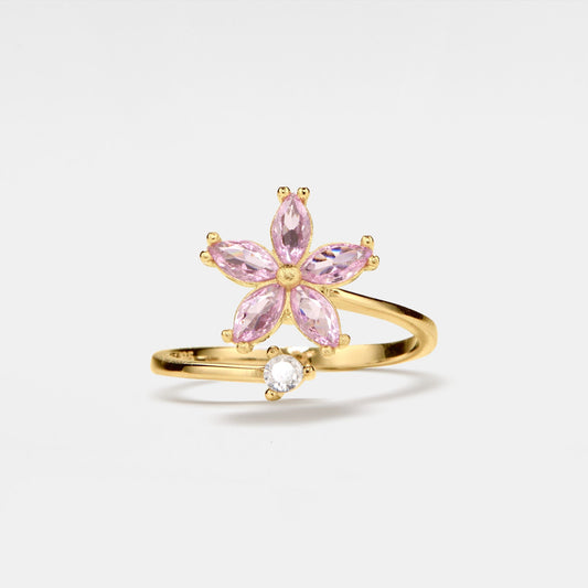 Pink Flower Fidget Spinner Wrap Ring