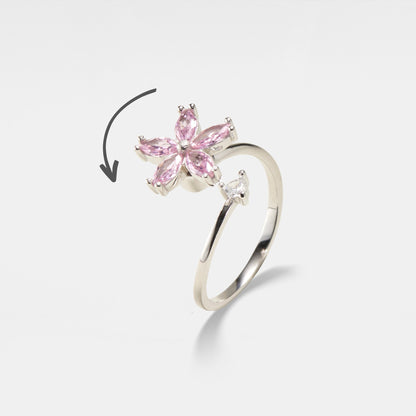Pink Flower Fidget Spinner Wrap Ring