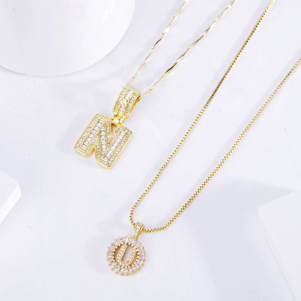 Pavé Initial Letter Necklace Set