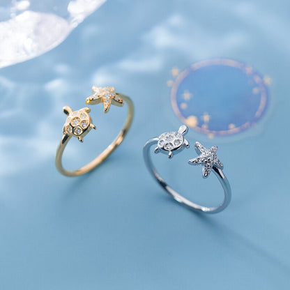 Sea Turtle Starfish Ocean Ring